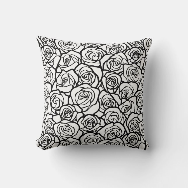Girly Vintage black and white roses Cushion (Front)