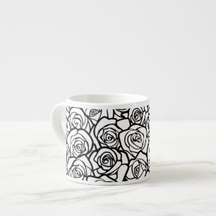 Girly Vintage black and white roses Espresso Cup