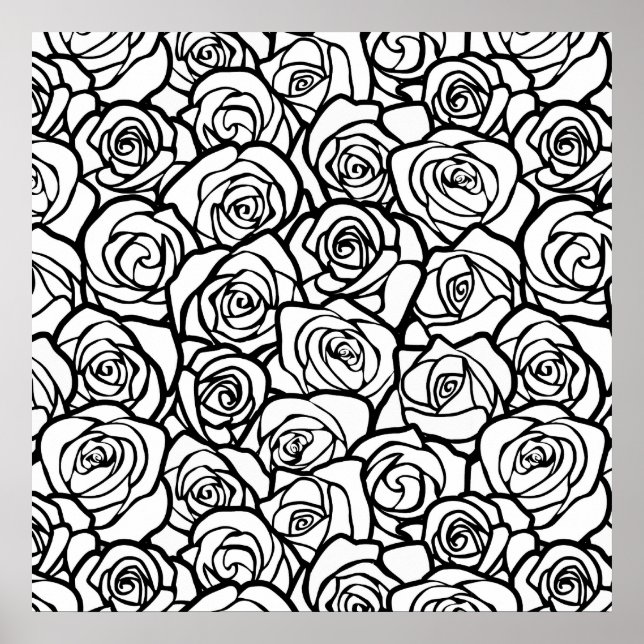 Girly Vintage black and white roses Poster (Front)