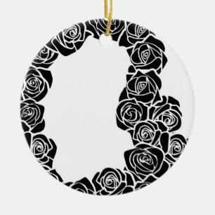 Girly Vintage black roses Ceramic Tree Decoration