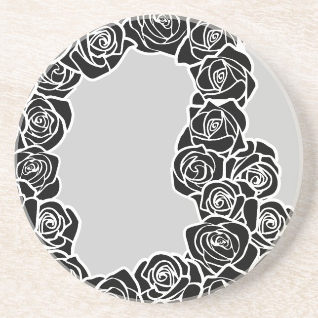 Girly Vintage black roses Coaster (Front)