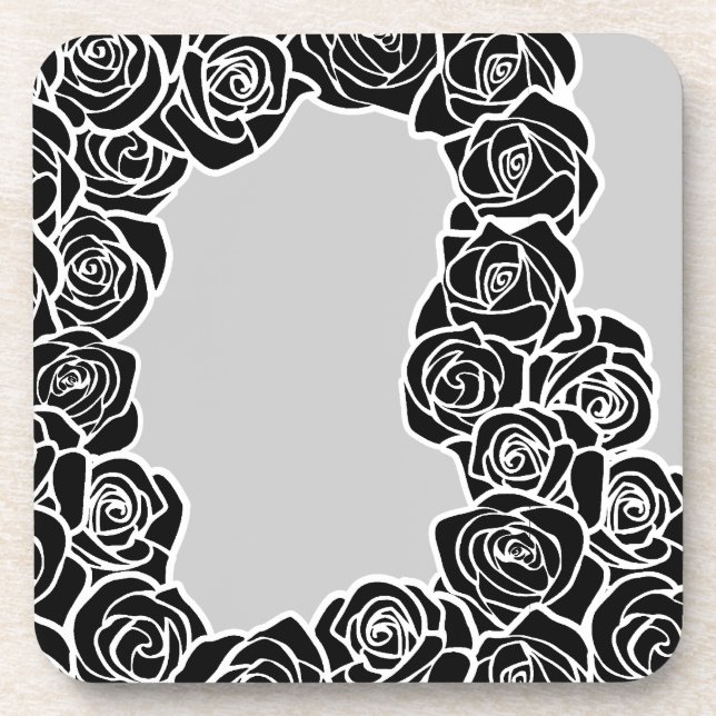 Girly Vintage black roses Coaster (Front)