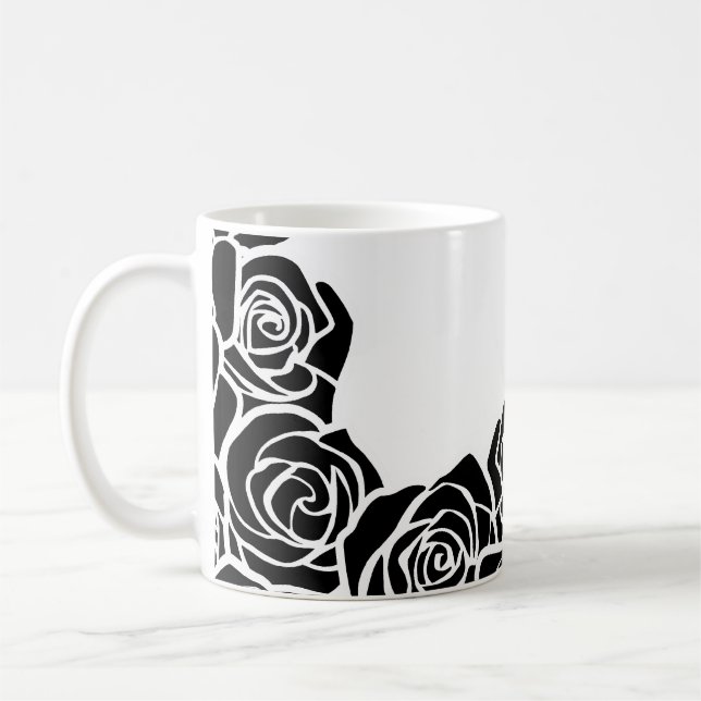 Girly Vintage black roses Coffee Mug (Left)