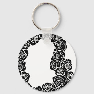 Girly Vintage black roses Key Ring