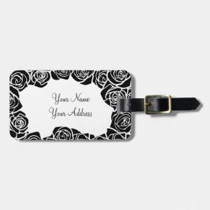 Girly Vintage black roses Luggage Tag