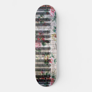 girly vintage floral music piano keyboard skateboard