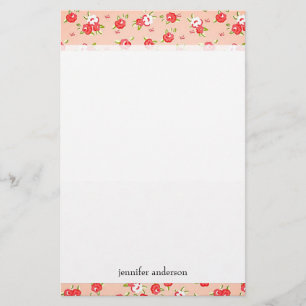 Girly Vintage Pink Roses Personalised Stationery