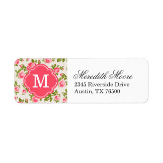 Girly Vintage Roses Floral Monogram