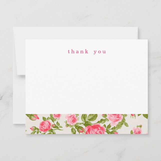 Girly Vintage Roses Simple Thank You Note Cards (Front)