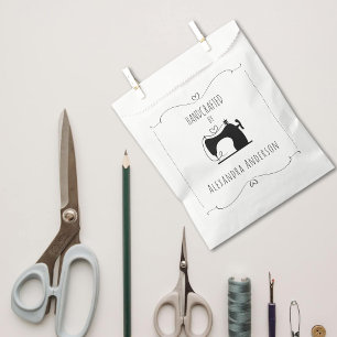 Girly Vintage Sewing Machine Hand Craft Minimal Favour Bags