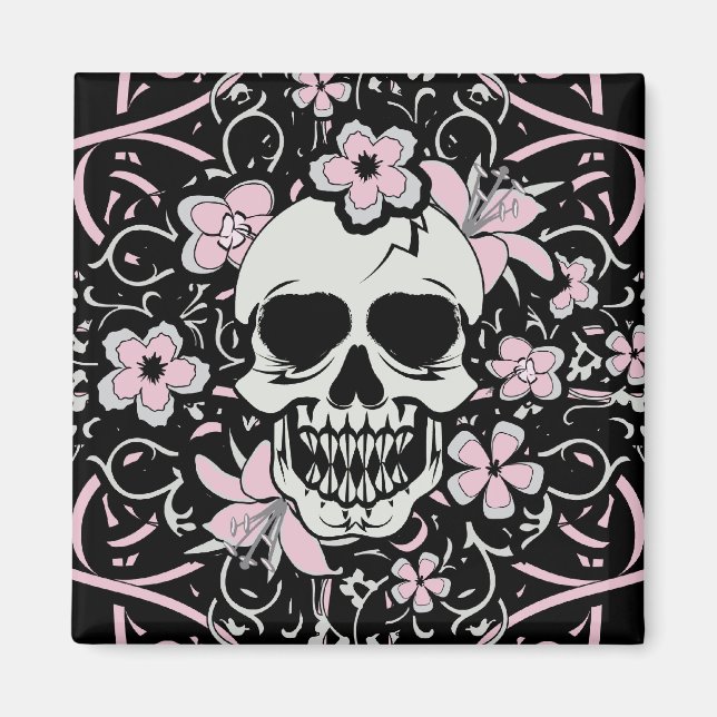 Girly Vintage Skull Magnet (Front)