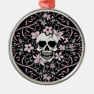 Girly Vintage Skull Metal Tree Decoration
