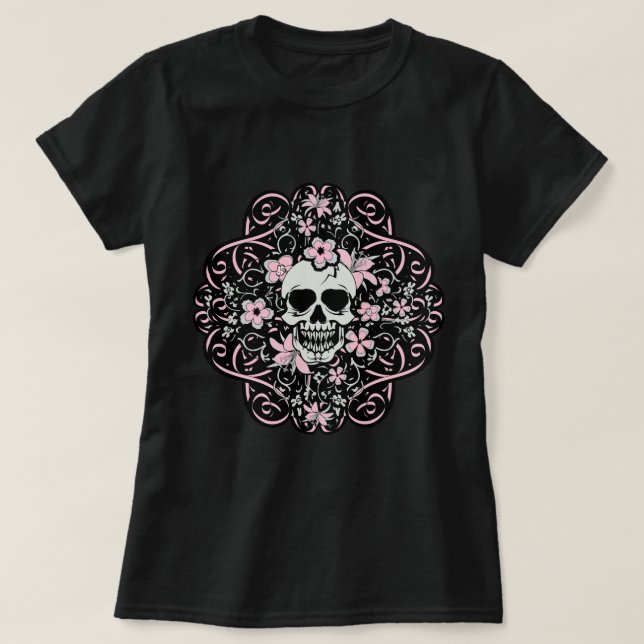 Girly Vintage Skull T-Shirt (Design Front)