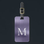 Girly Violet Brushed Metal Script Monogram Glam Luggage Tag<br><div class="desc">Girly Dusty Violet Light Purple Brushed Metal Script Monogram Cute Bag Tag</div>