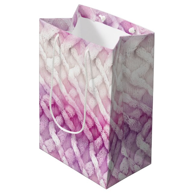 Girly Warm Pink White Abstract Medium Gift Bag (Front Angled)