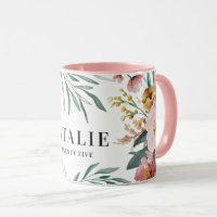 Girly watercolor floral 25th birthday pink chic