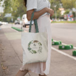 Girly Watercolor Greenery Wreath | Monogram Tote Bag<br><div class="desc">Every woman needs a good carry all to tote around all of her essentials. Whether it's a bridesmaid gift, a birthday gift or even just a nice little gift to yourself, these bags are both practical and stylish—a winning combo every time. Because each bag can be personalised with a name,...</div>