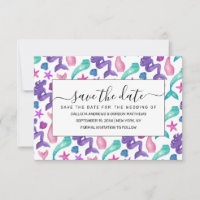 Girly Watercolor Mermaids Tales Seashells Pattern