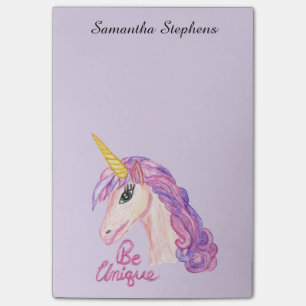 Girly Watercolor Unicorns Be Unique Typography Post-it Notes