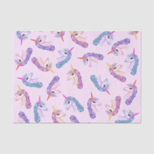 Girly Watercolor Unicorns Pattern in Pink Purple Tissue Paper