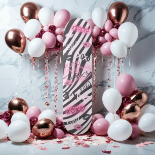 Girly White and Pink XOXO Valentine Skateboard