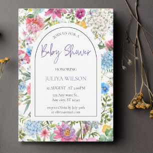 Girly wild flower Baby shower Invitation