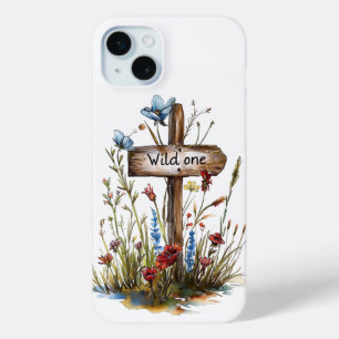 Girly Wildflower Wild One iPhone 15 Mini Case