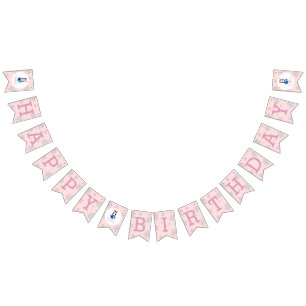 Girly Winter Pink Silver Cute Penguin 1st Birthday Bunting