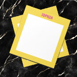 Girly Yellow & Hot Pink Name Notepad<br><div class="desc">The girly yellow and hot pink personalised name notepad for all cute girls.</div>