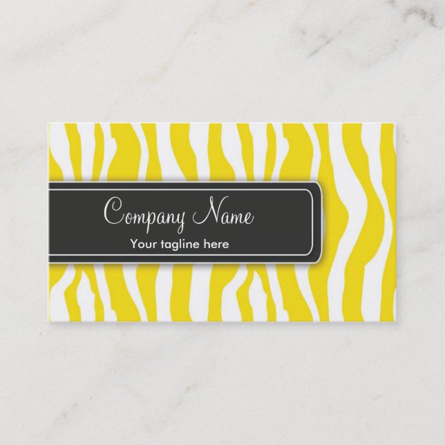 Girly Yellow Zebra Print Business Card (Front)
