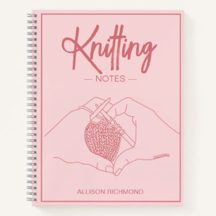 Girly Your Name Heart Hands Illustration Knitting Notebook