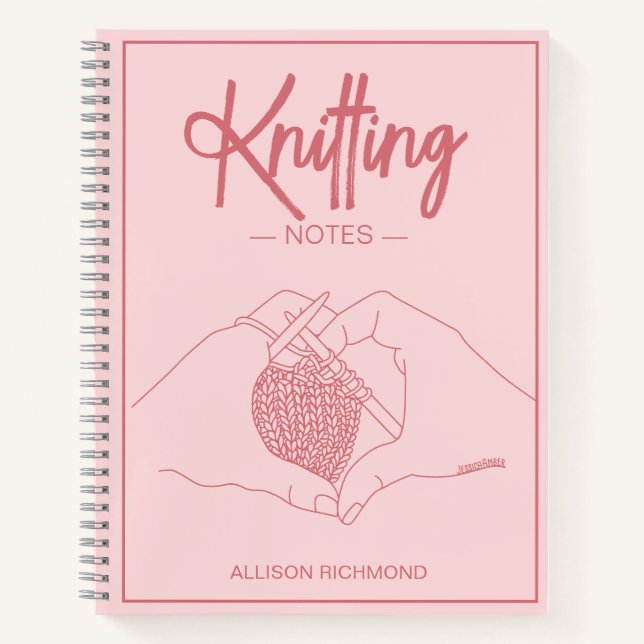 Girly Your Name Heart Hands Illustration Knitting  Notebook (Front)