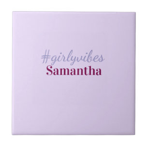 Girlyvibes hashtag light purple pink female vibes tile