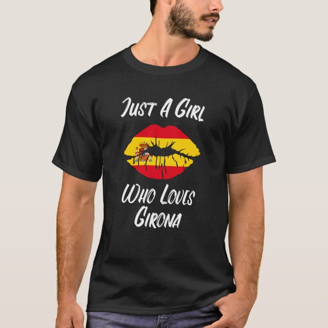 Girona Lips Mouth Love Spanish Flag T-Shirt (Front)