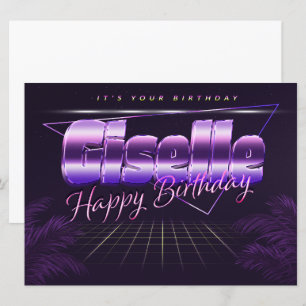 Giselle Name Vorname lila retro Karte Geburtstag Card