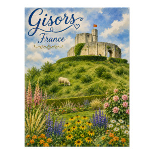 Gisors France Chateau Normandy watercolor Poster
