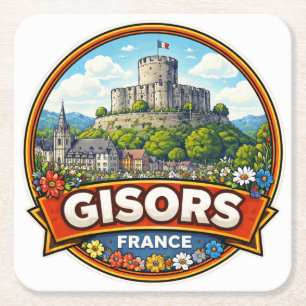 Gisors France Square Paper Coaster