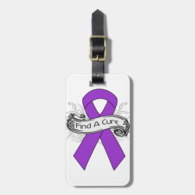 GIST Cancer Find A Cure Ribbon Luggage Tag (Front Vertical)