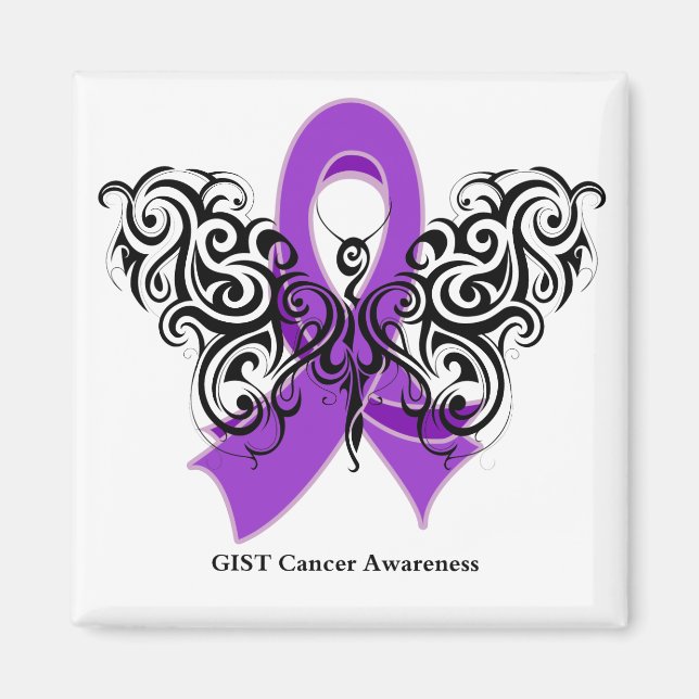 GIST Cancer Tribal Butterfly Ribbon Magnet (Front)