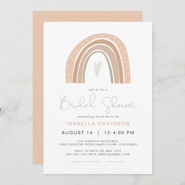 GITA Pastel Rainbow Bridal Shower Invitation (Front/Back)