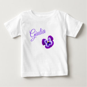 Giulia, Name Logo With A Pretty Purple Pansy, Baby T-Shirt