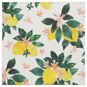 GIULIETTA'S JUICE Citrus Watercolor Lemon Print Fabric
