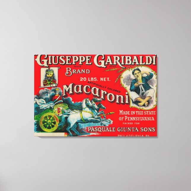 Giuseppe Garibaldi Macaroni Label Canvas Print (Front)