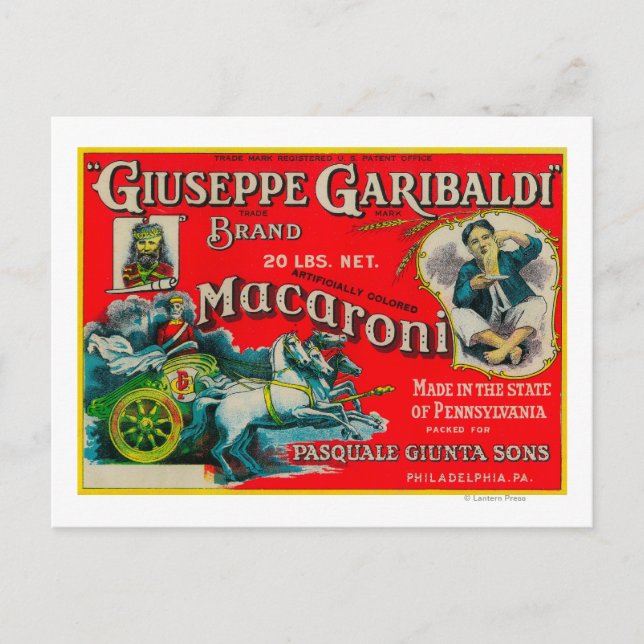 Giuseppe Garibaldi Macaroni Label Postcard (Front)