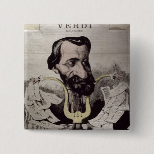 Giuseppe Verdi , caricature, 1860's 15 Cm Square Badge