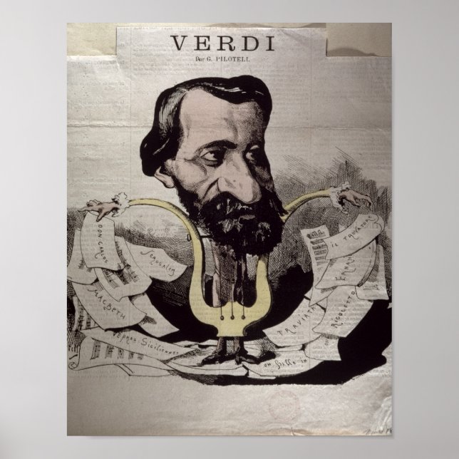 Giuseppe Verdi , caricature, 1860's Poster (Front)