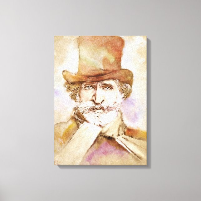 Giuseppe Verdi on Canvas - Watercolor Style Print (Front)