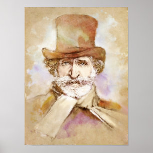 Giuseppe Verdi Portrait in a watercolor style Poster