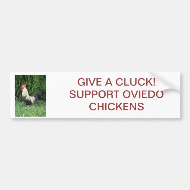 Give A Cluck Bumper Sticker - Oviedo Chickens (Front)
