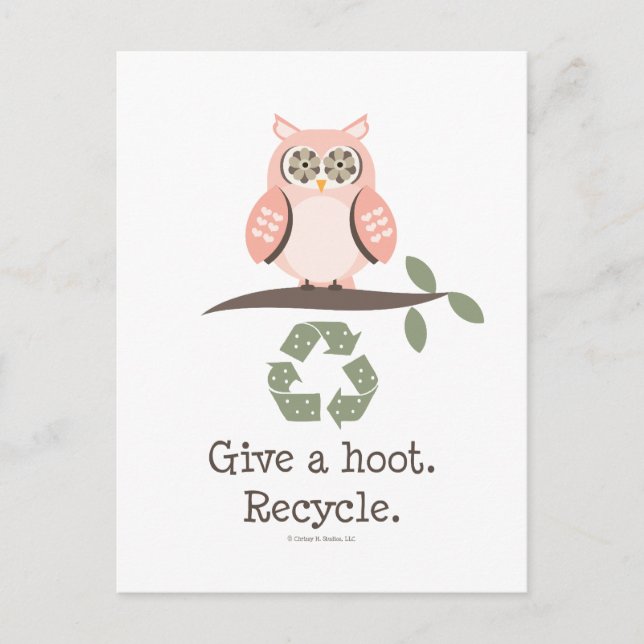 Give A Hoot Recycle Postcard (Front)